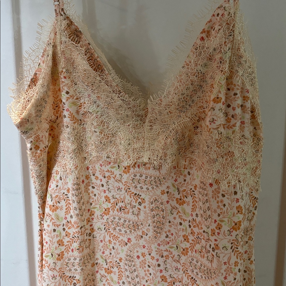 LOFT Peach and Green Floral Slip Dress - Picture 5 of 7